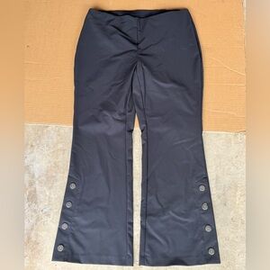 Women Black Flare Pants with Button Accents